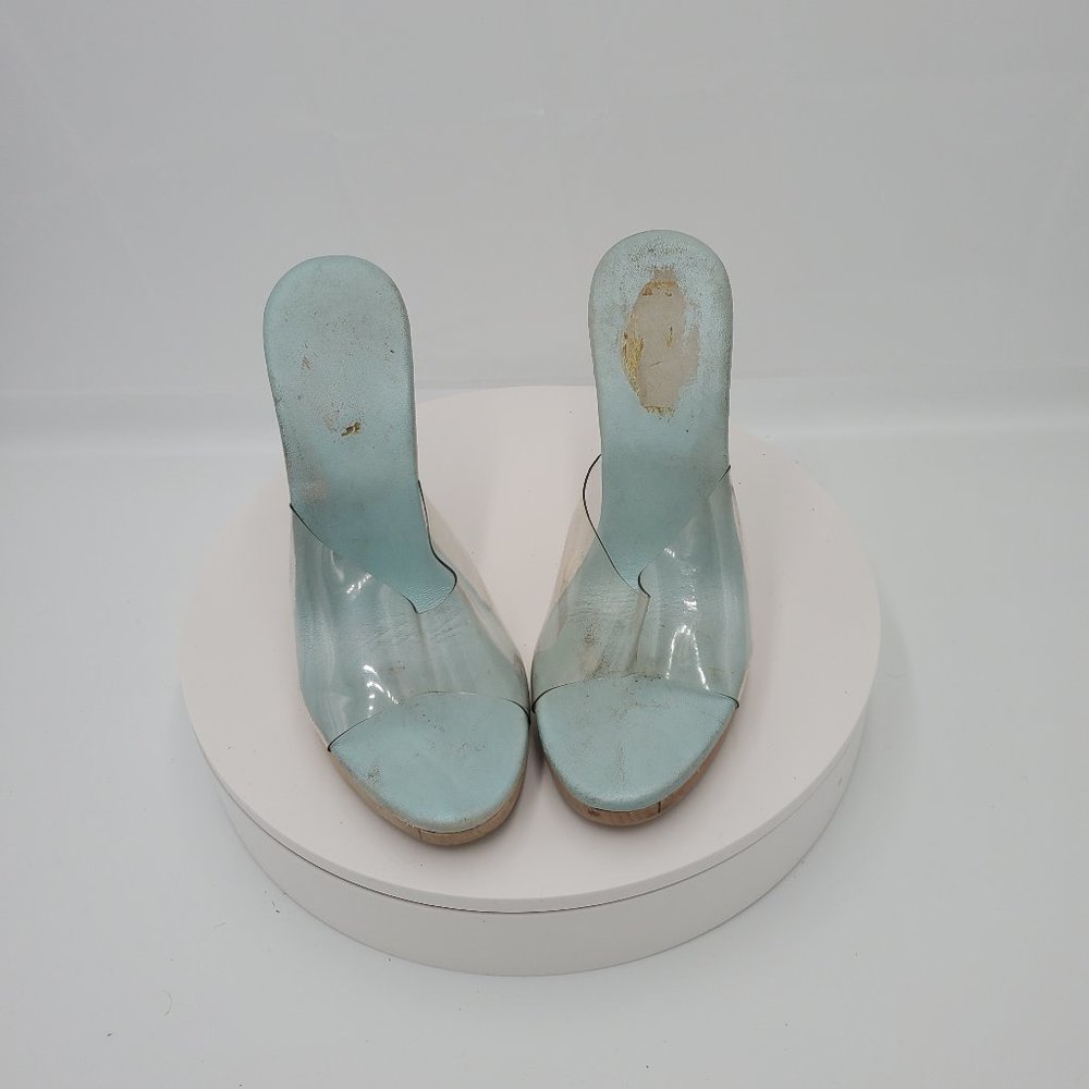 Light Blue Lucite Heel Sandals